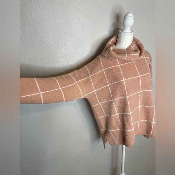 LULUS Blush Pink and White Cowl Neck Knit Sweater WOMENS MEDIUM - Picture 7 of 9